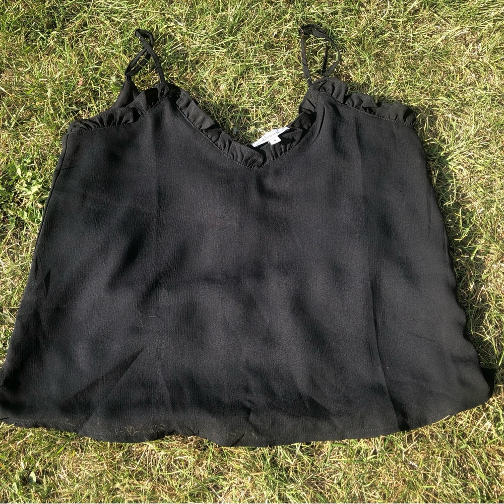 Women's Black Ruffle Trim V-Neck Camisole